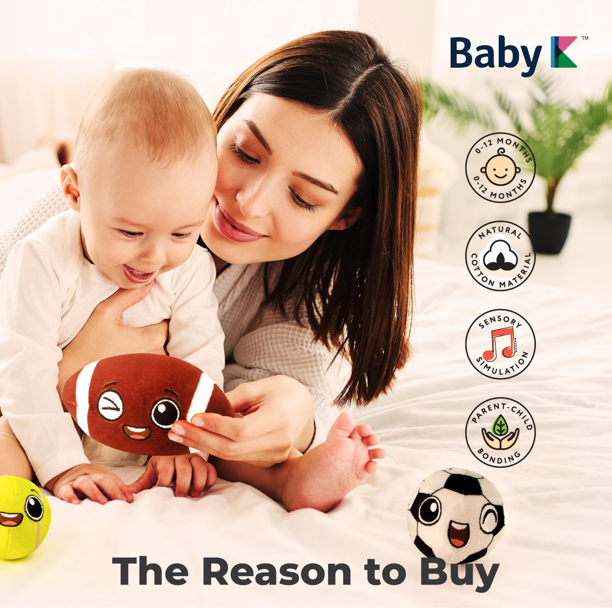 BABY K zippered sports bag keeps toys tidy during travel.
