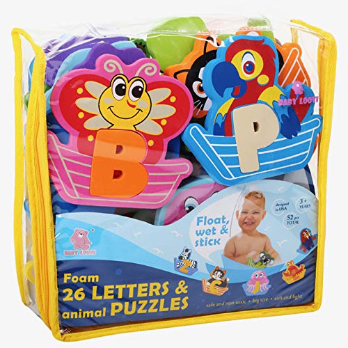 BABY LOOVI Bath Foam Alphabet Letters on tub promote early spelling play