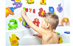 Baby Loovi educational bath time tools help kids learn shapes and sounds while splashing.