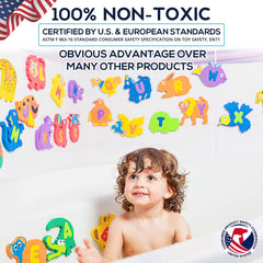 Baby Loovi non-toxic bath toy set designed for toddlers and babies to explore letters safely.