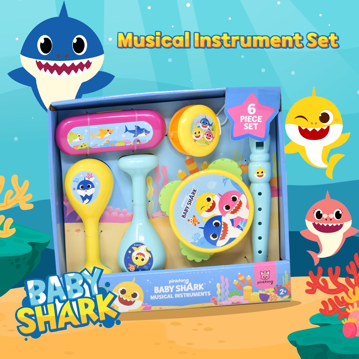 Baby Shark cymbals-pair create bright accents during group play sessions.