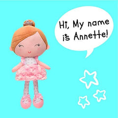 Baby Starters Annette doll rattle entertains baby during quiet playtime