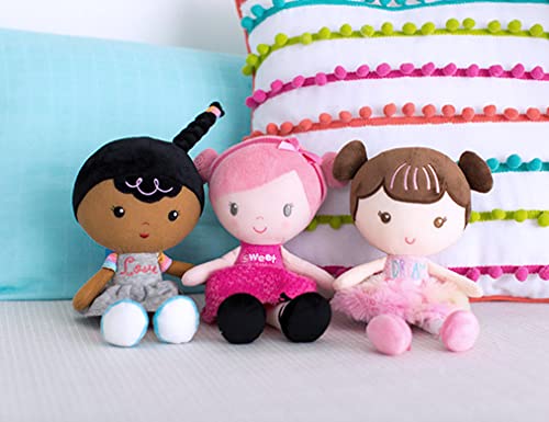 Baby Starters Ellie embroidered-face doll highlighting safety and baby-friendly design.
