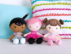 Baby Starters Ellie embroidered-face doll highlighting safety and baby-friendly design.