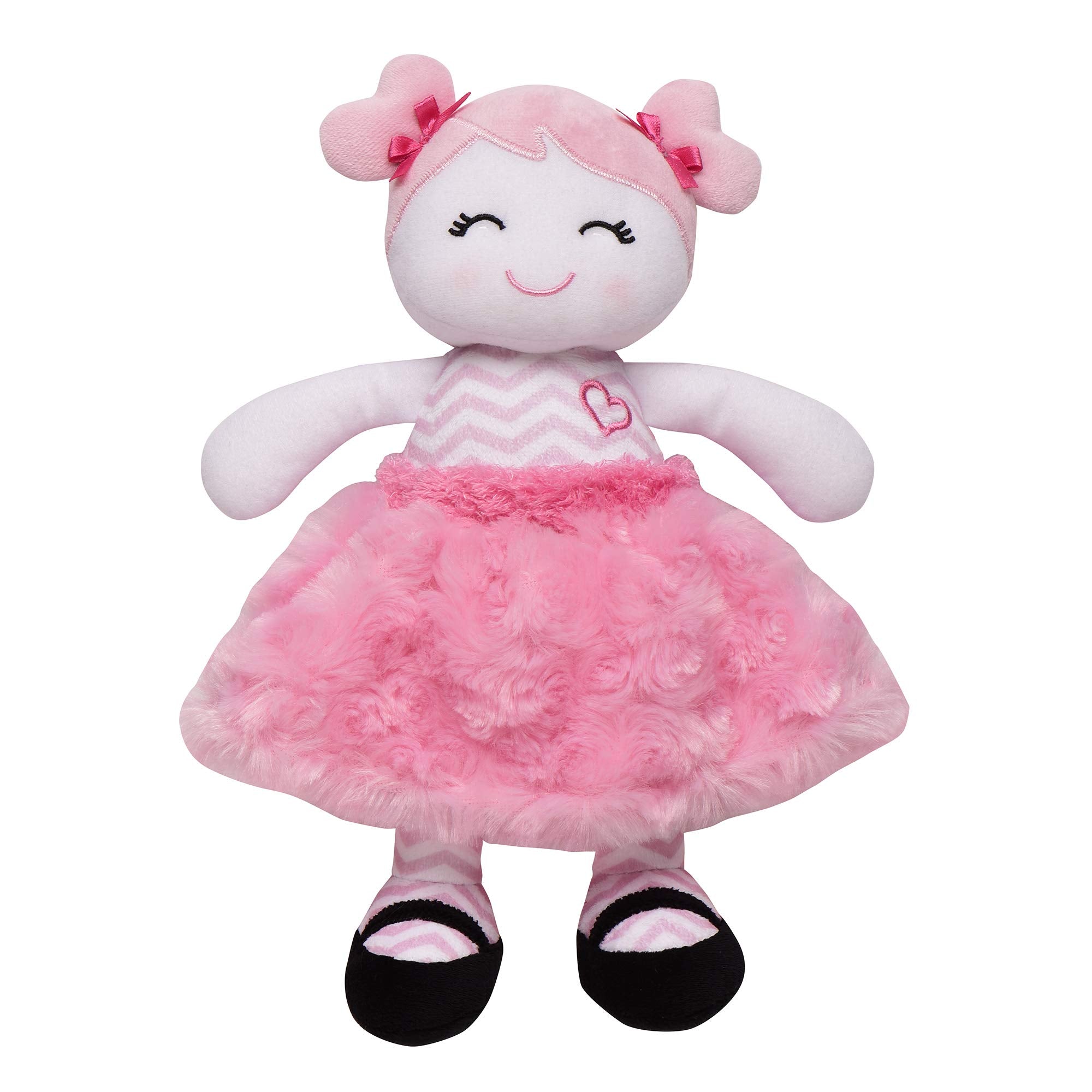 Baby Starters Marisa snuggle doll with chevron pink dress for cozy cuddles and playtime.