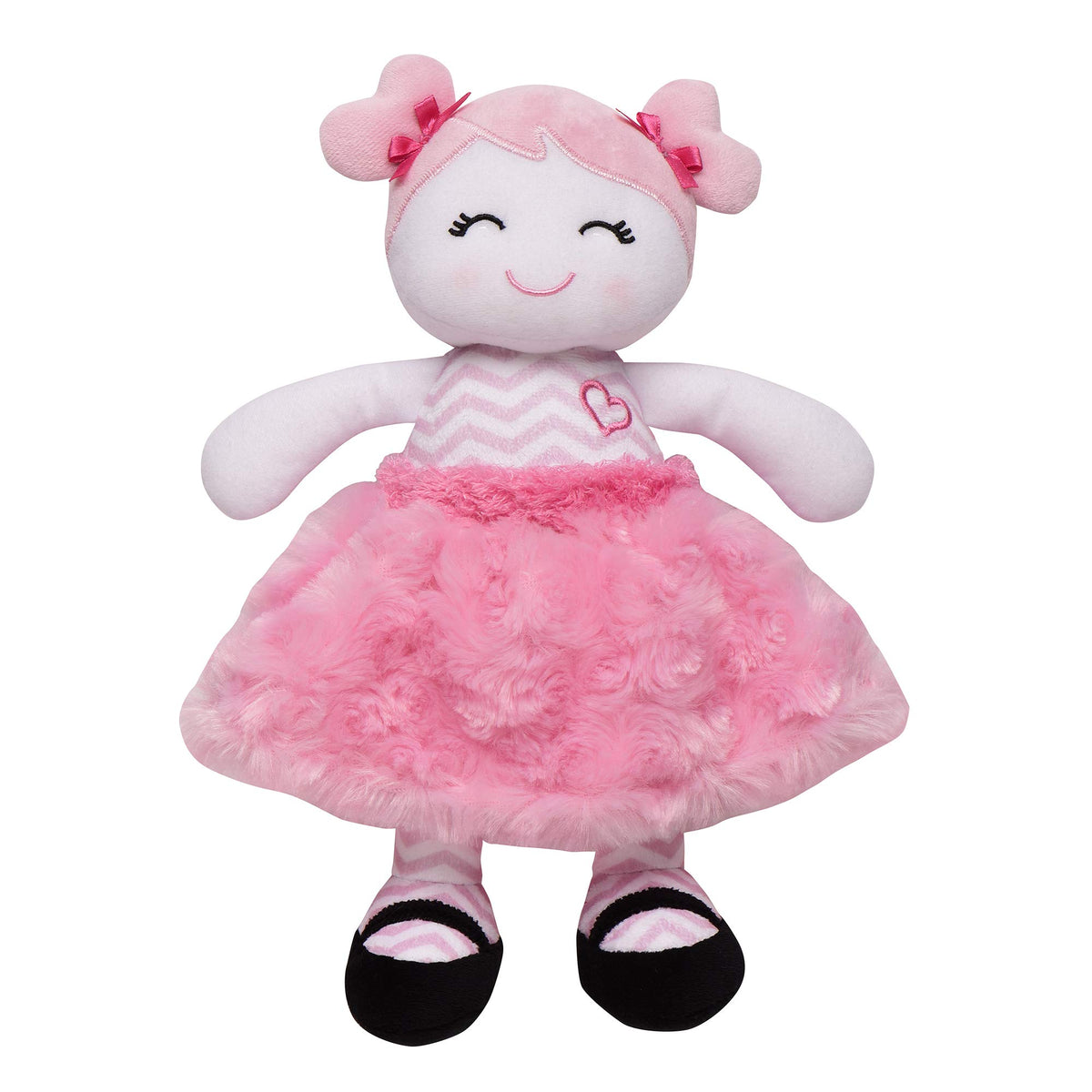 Baby Starters Marisa snuggle doll with chevron pink dress for cozy cuddles and playtime.