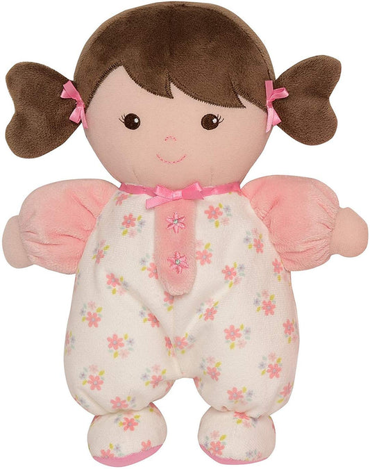 Baby Starters Olivia plush doll in pink with brunette hair, 9 inch, ideal for cuddling and soothing