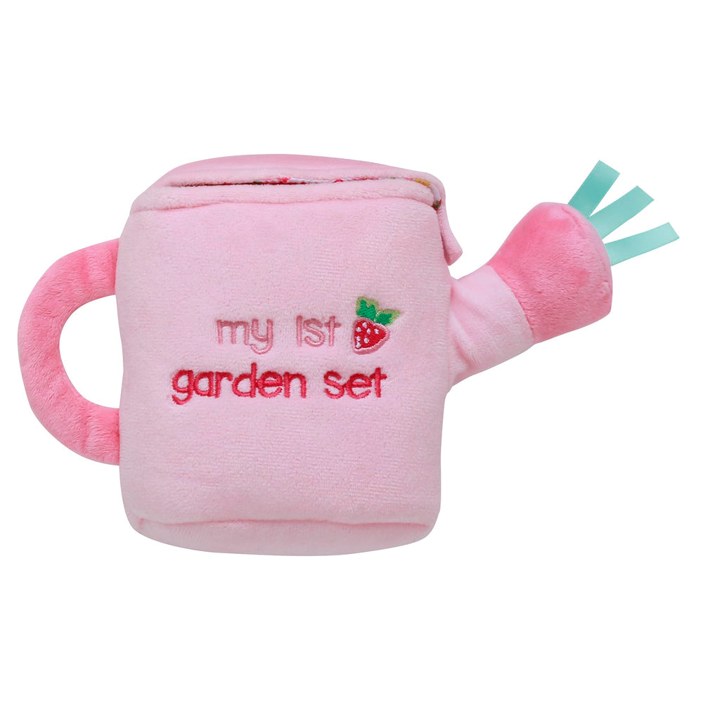 Baby Starters plush flower in pot with crinkle texture supports tactile learning.