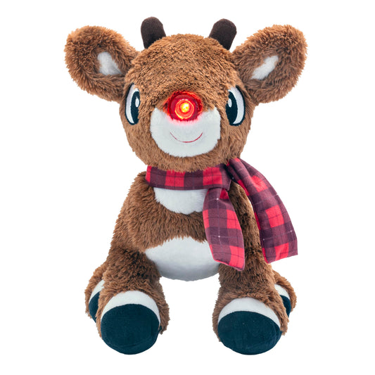 Rudolph nose light feature adds a gentle glow for night-time soothing