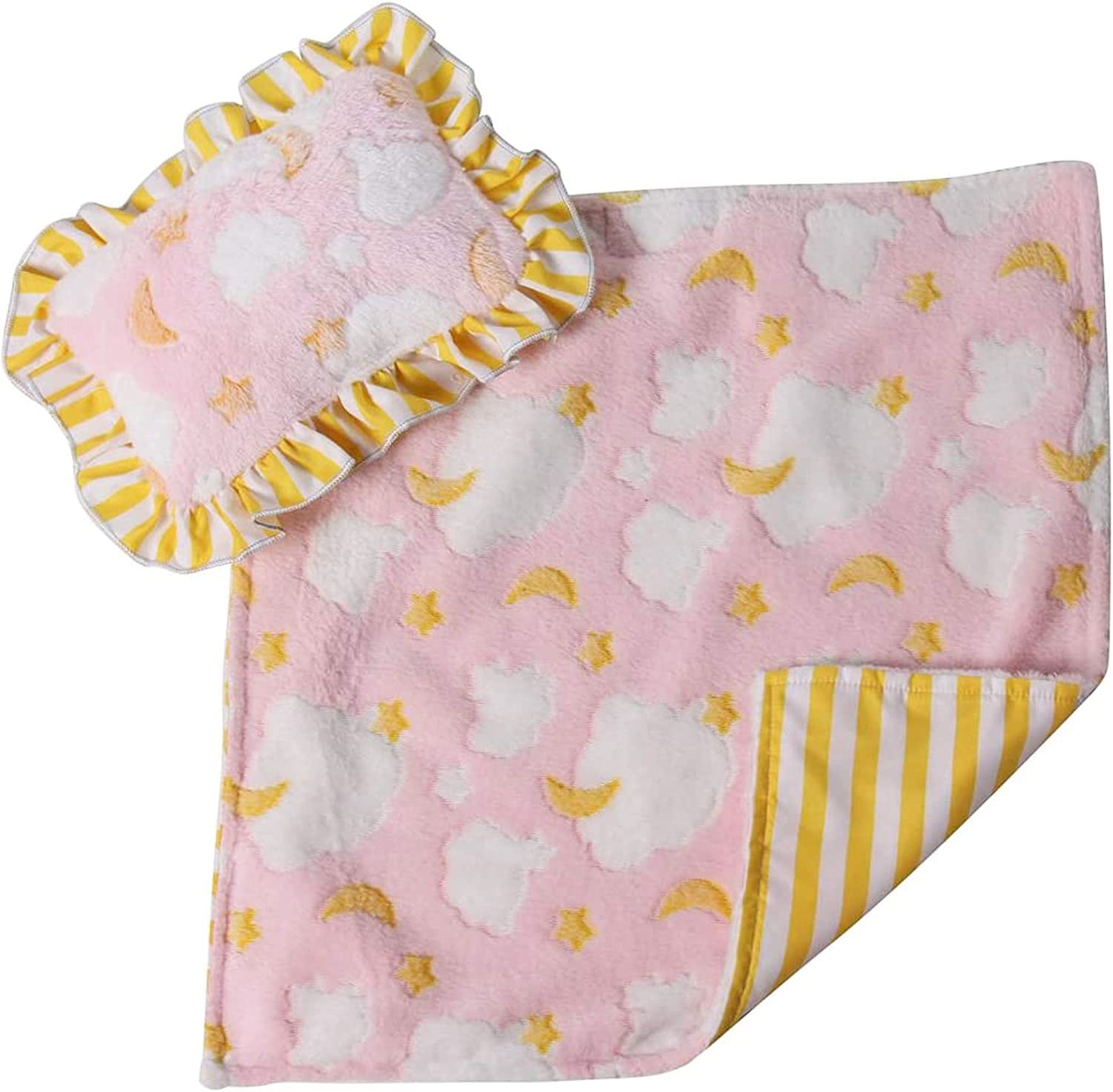 Baby Whitney Pink Clouds blanket with doll for cozy playtime