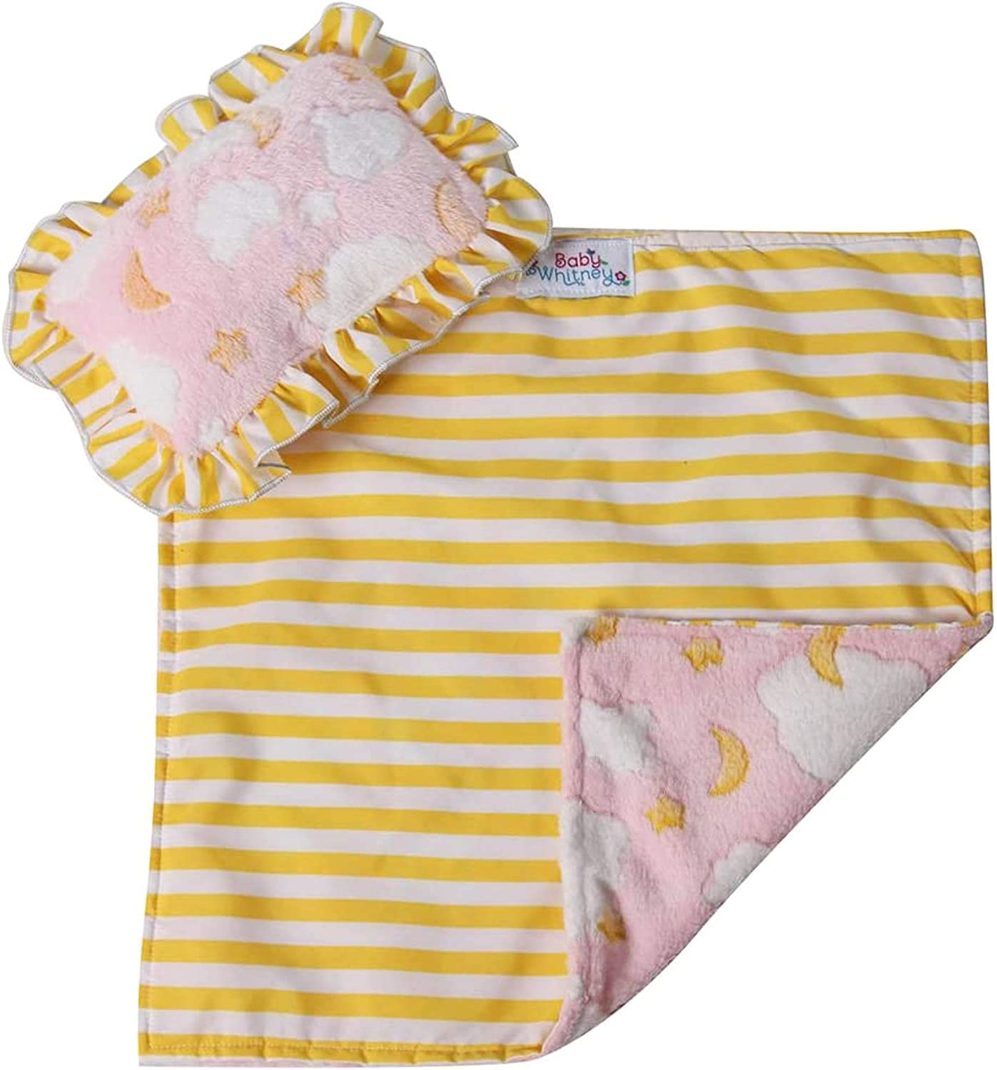 Baby Whitney Pink Clouds pillow for compact comfort during travel