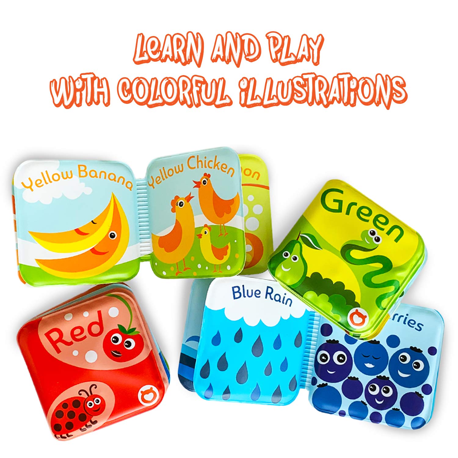 BabyBibi illustrated pages with animals and plants invite imaginative bathtub play.