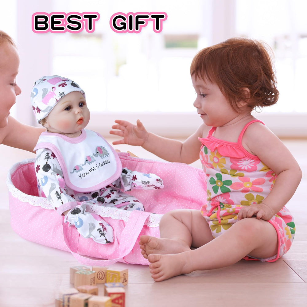 Babyfere pink bassinet in soft cotton ready for doll bed