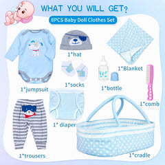 Babyfere blue dog milk bottle accessory for realistic doll feeding