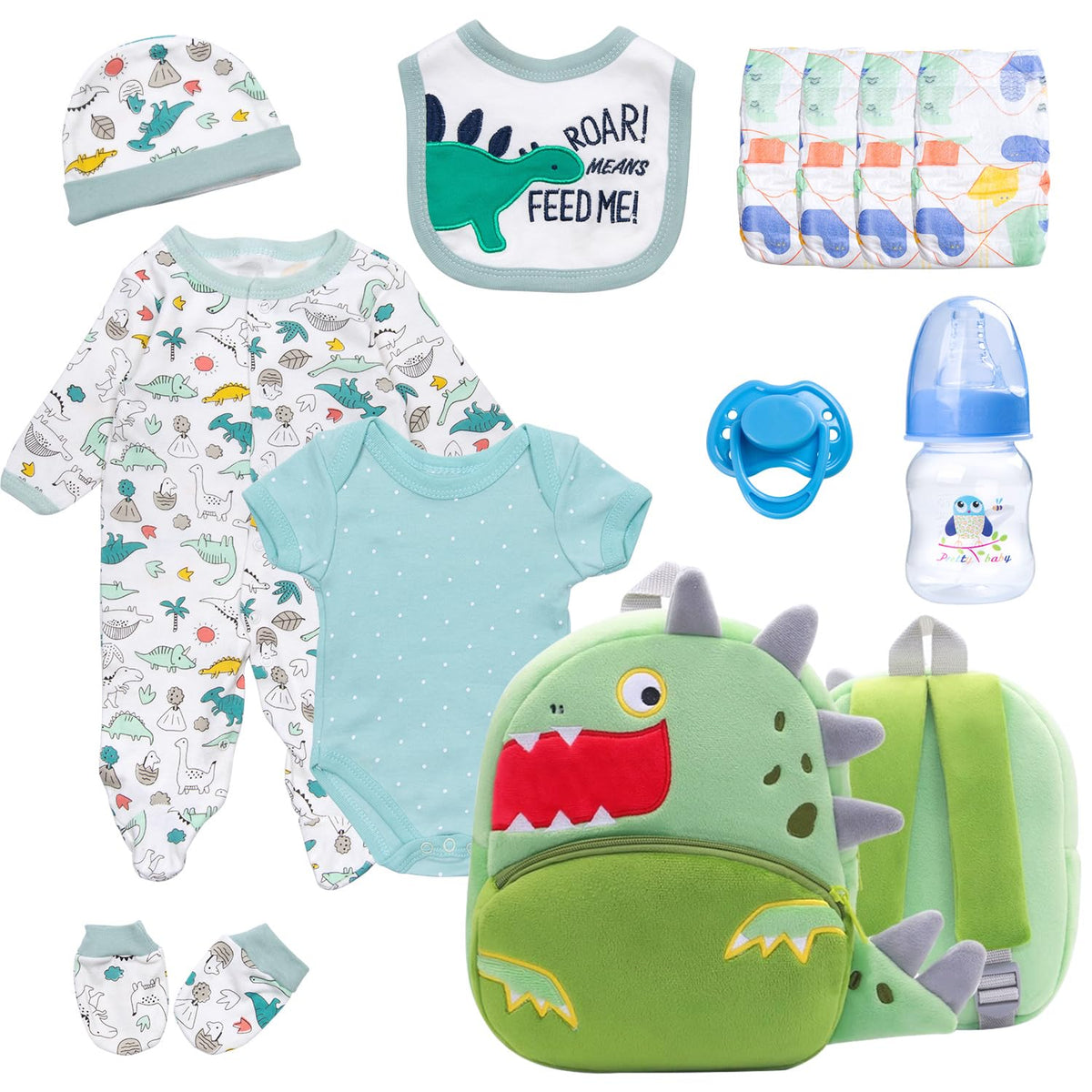 Babyfere dinosaur backpack for reborn dolls with ample space for outfits and on-the-go play