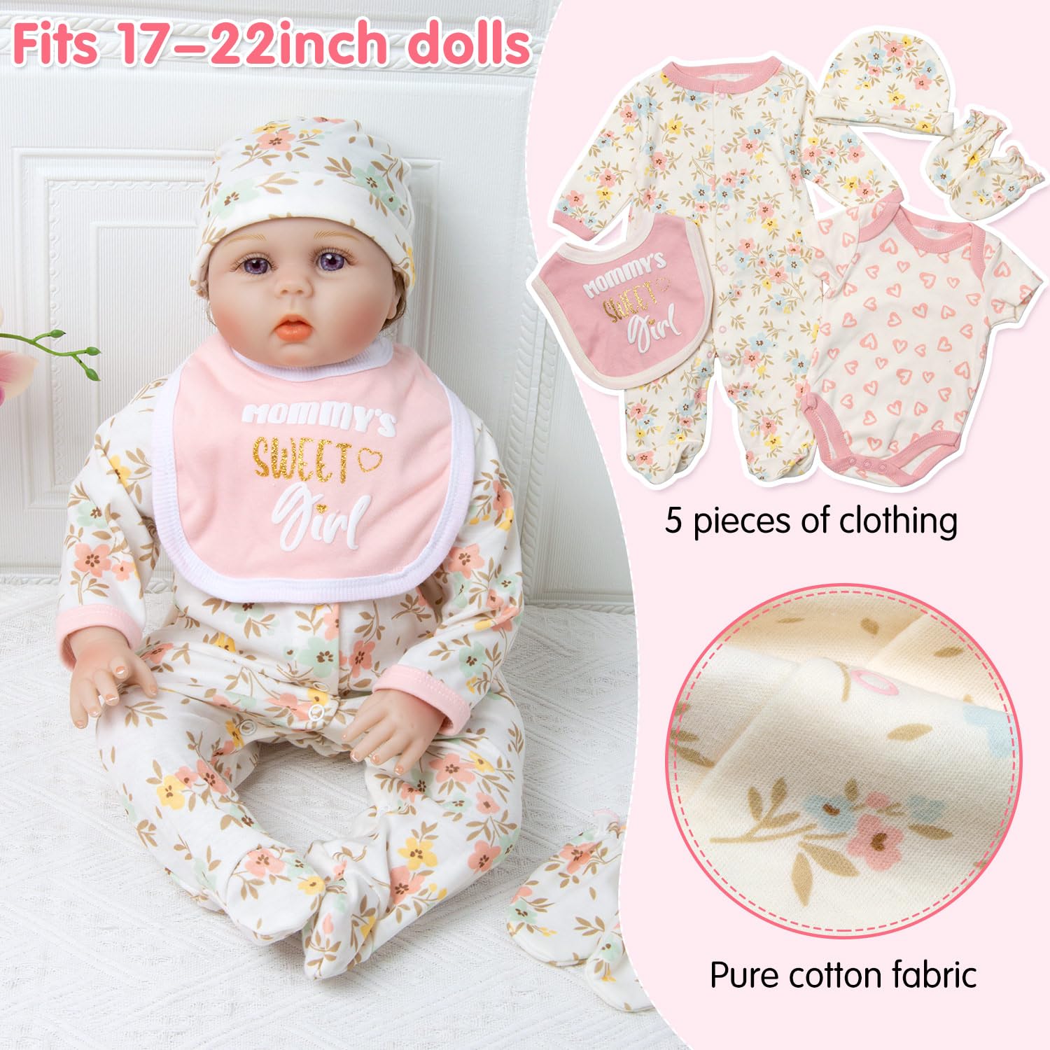 Babyfere doll hat and bib soft cotton for gentle playtime.