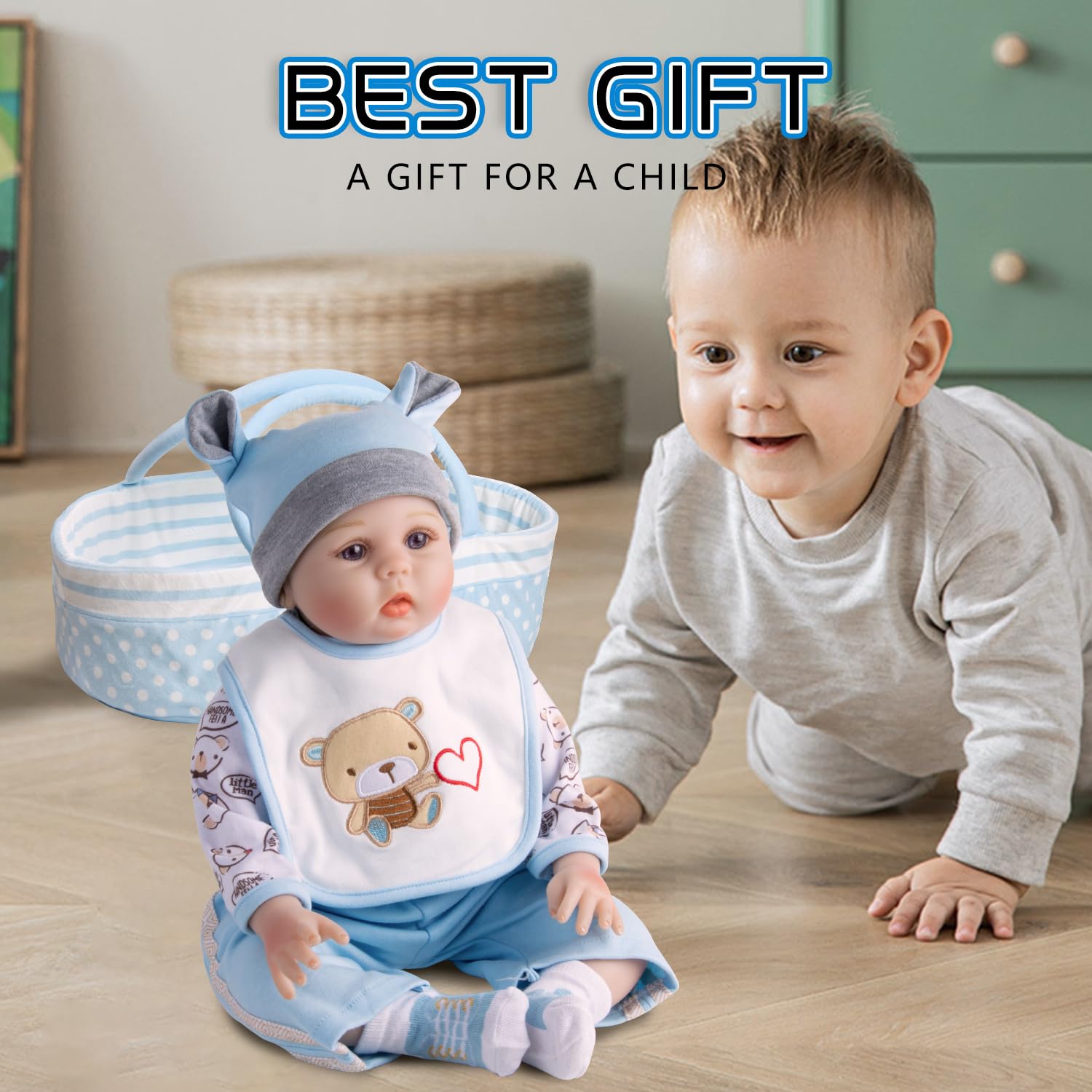 Babyfere socks and gloves provide extra cozy details for pretend care