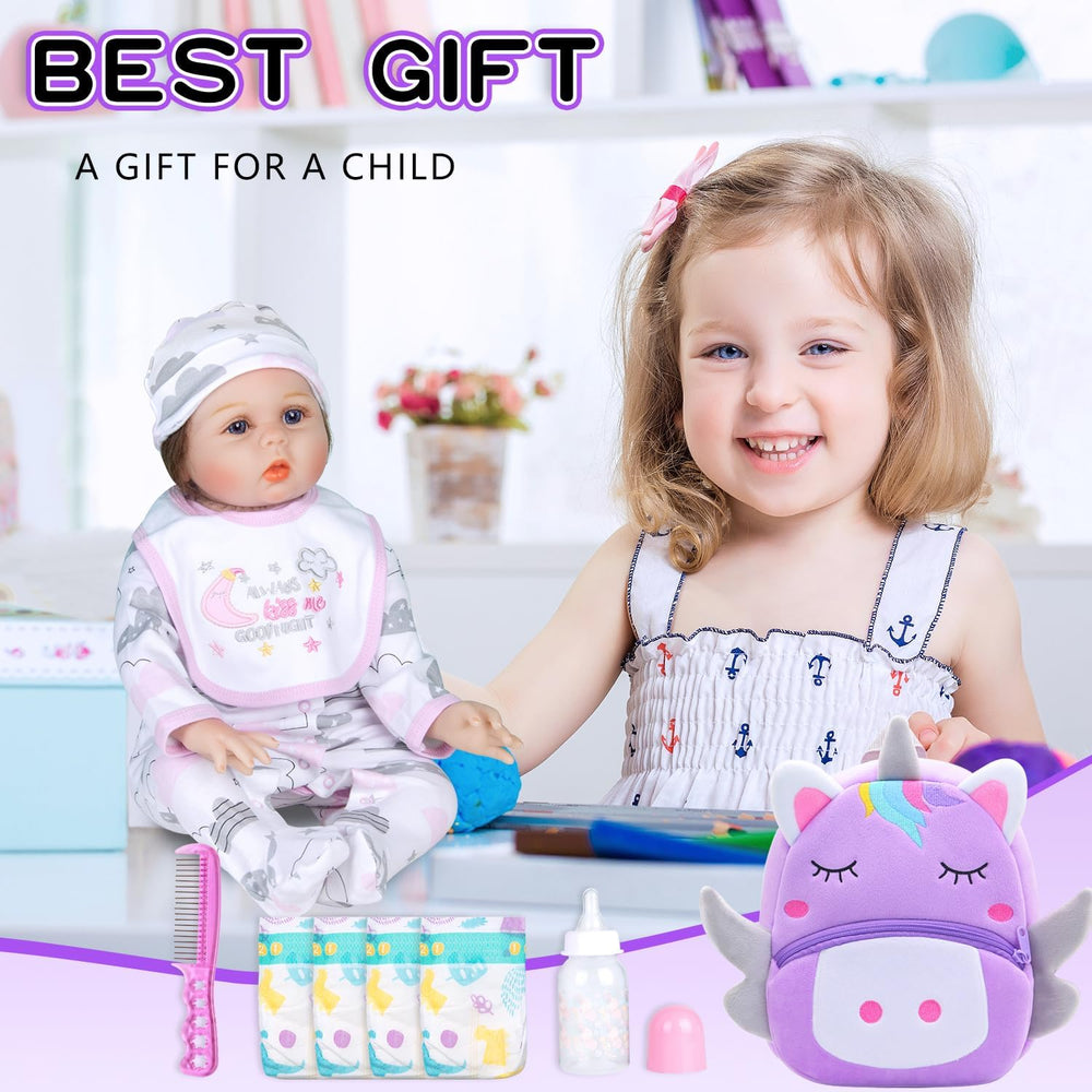 Babyfere long-sleeve doll bodysuit with snaps for easy diaper changes.