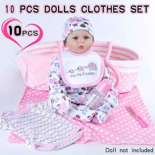 Babyfere pink bodysuit for 17–22 inch dolls, soft cotton for gentle dressing.