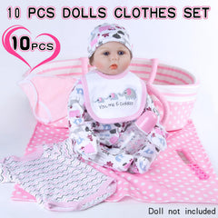 Babyfere pink bodysuit for 17–22 inch dolls, soft cotton for gentle dressing.