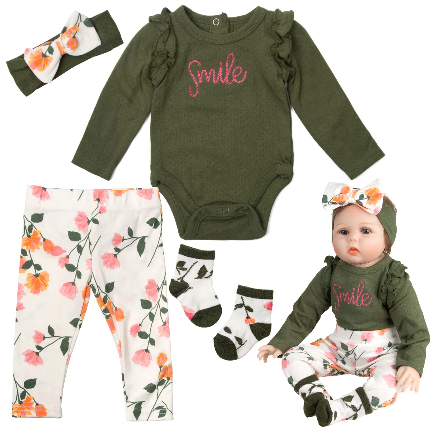 Babyfere reborn doll clothes set for 20 inch girl, easy daily dress-up.