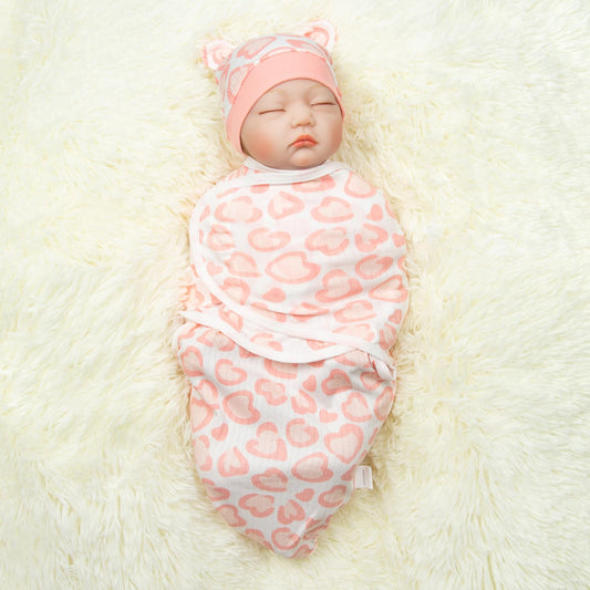 Babyfere reborn doll swaddle blanket in purple-pink, quick wrap for doll styling