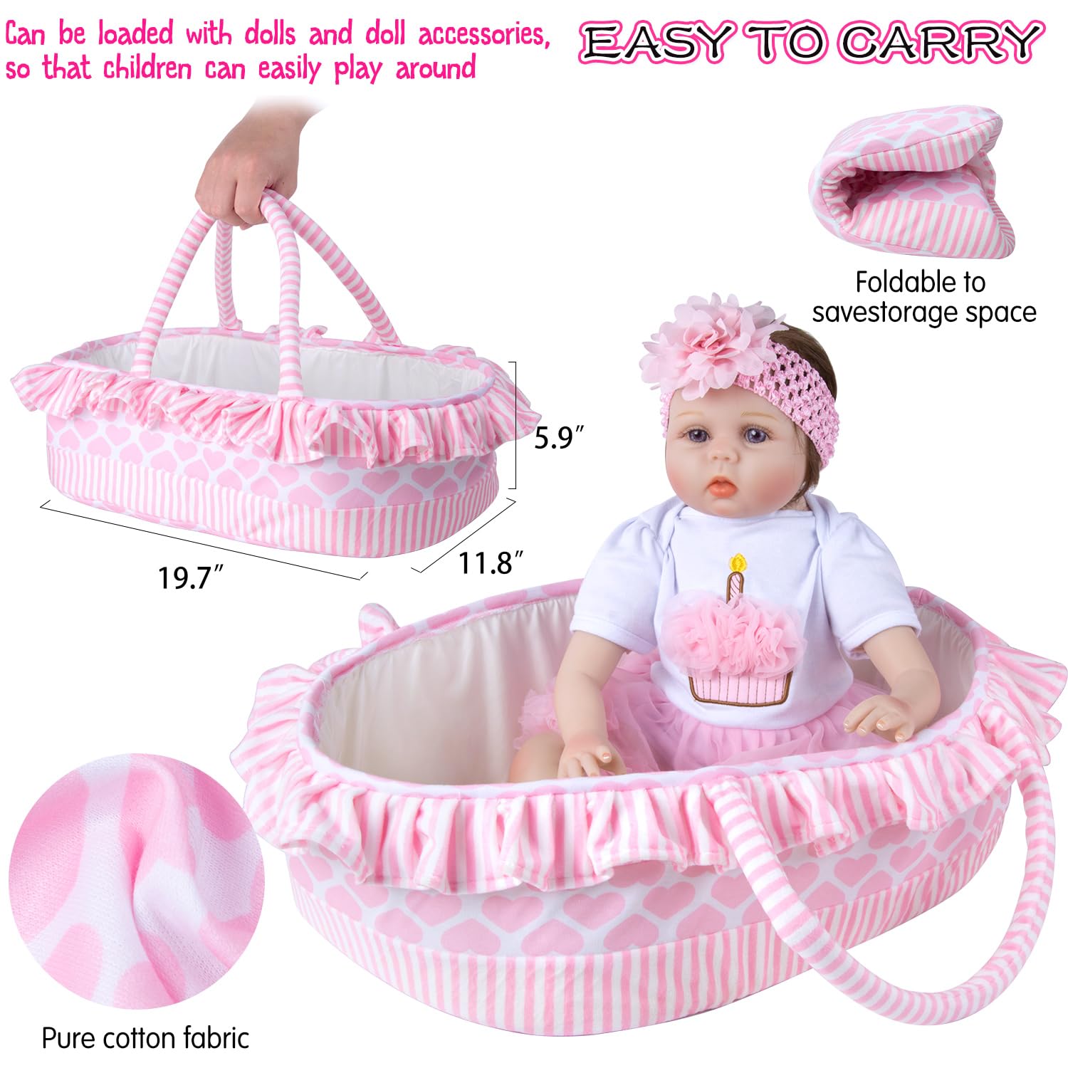 Babyfere soft disposable diapers with adjustable tabs for dolls