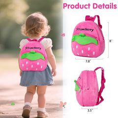 Babyfere strawberry backpack keeps doll accessories neatly organized.