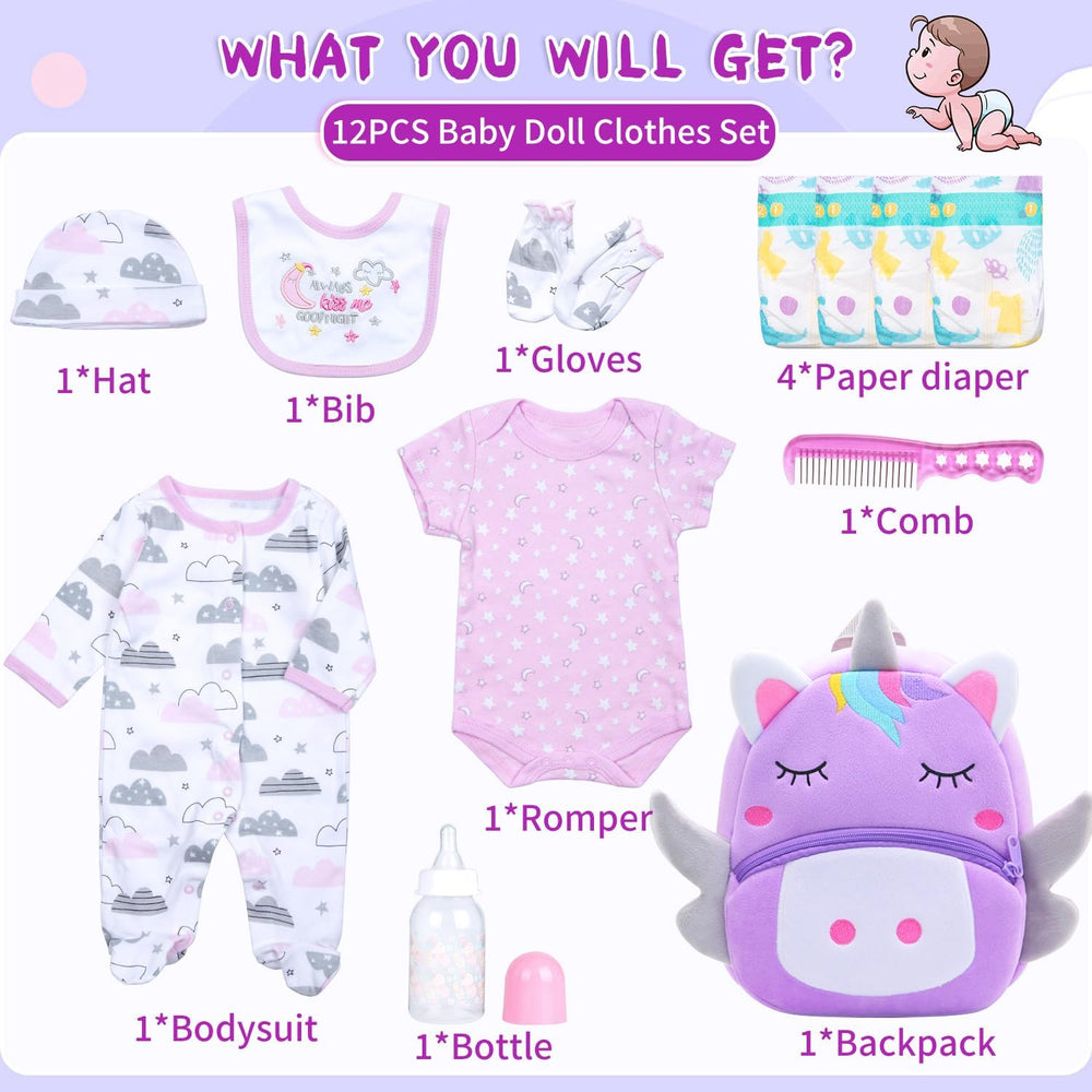 Babyfere unicorn backpack close-up with embroidery for play and pretend use.