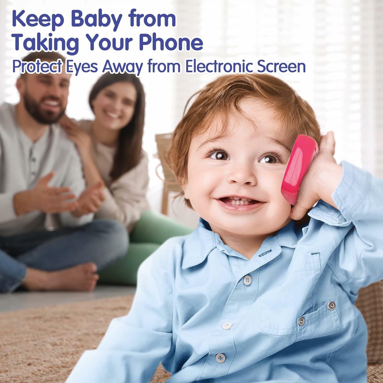 BABYFUNY phone-buttons-15 close-up shows fine motor exploration for little fingers.