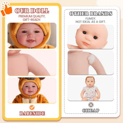 BABESIDE soft cloth body and vinyl head deliver durable, comforting play sessions.