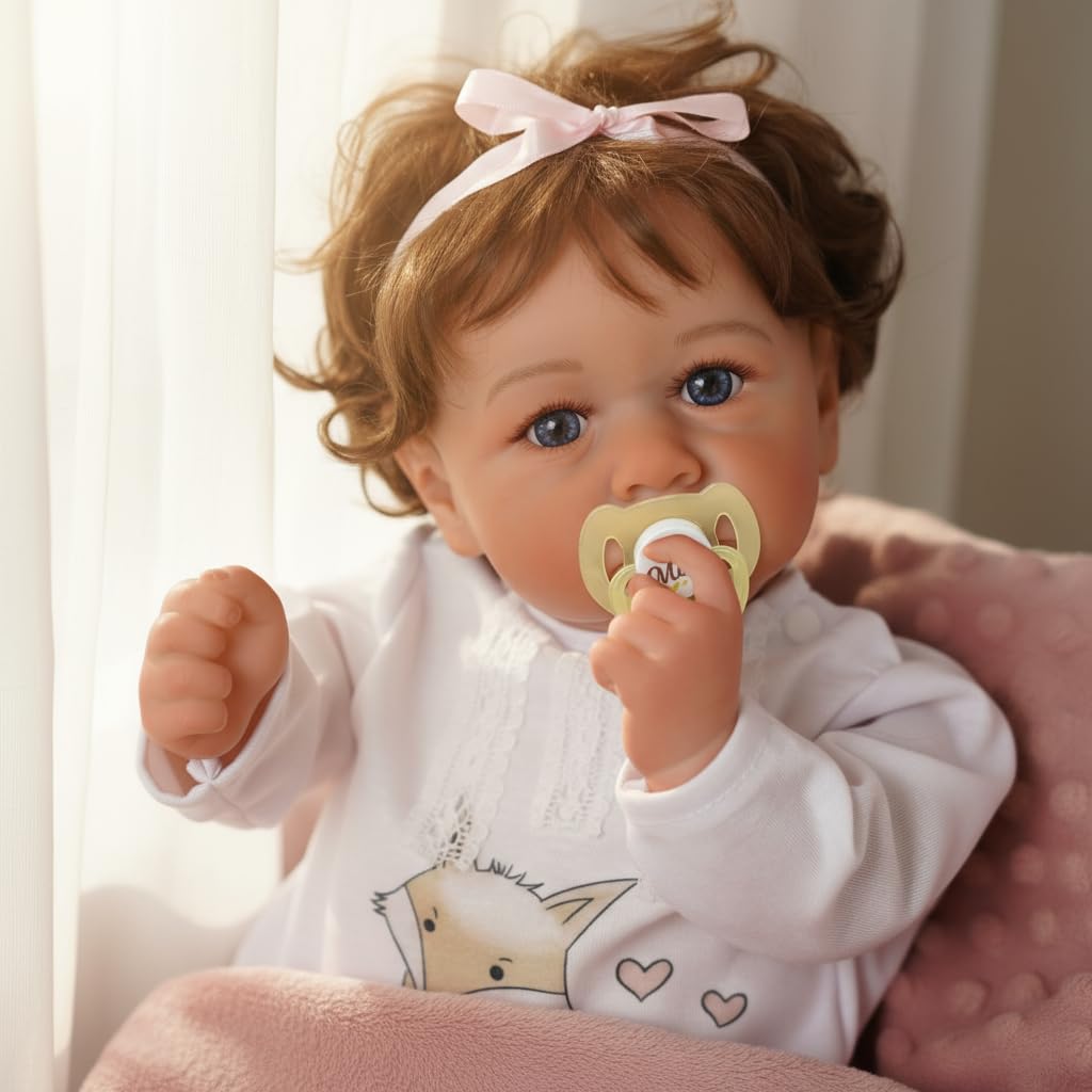 BABESIDE 20-inch lifelike doll face close-up showing realistic skin tone for immersive pretend play