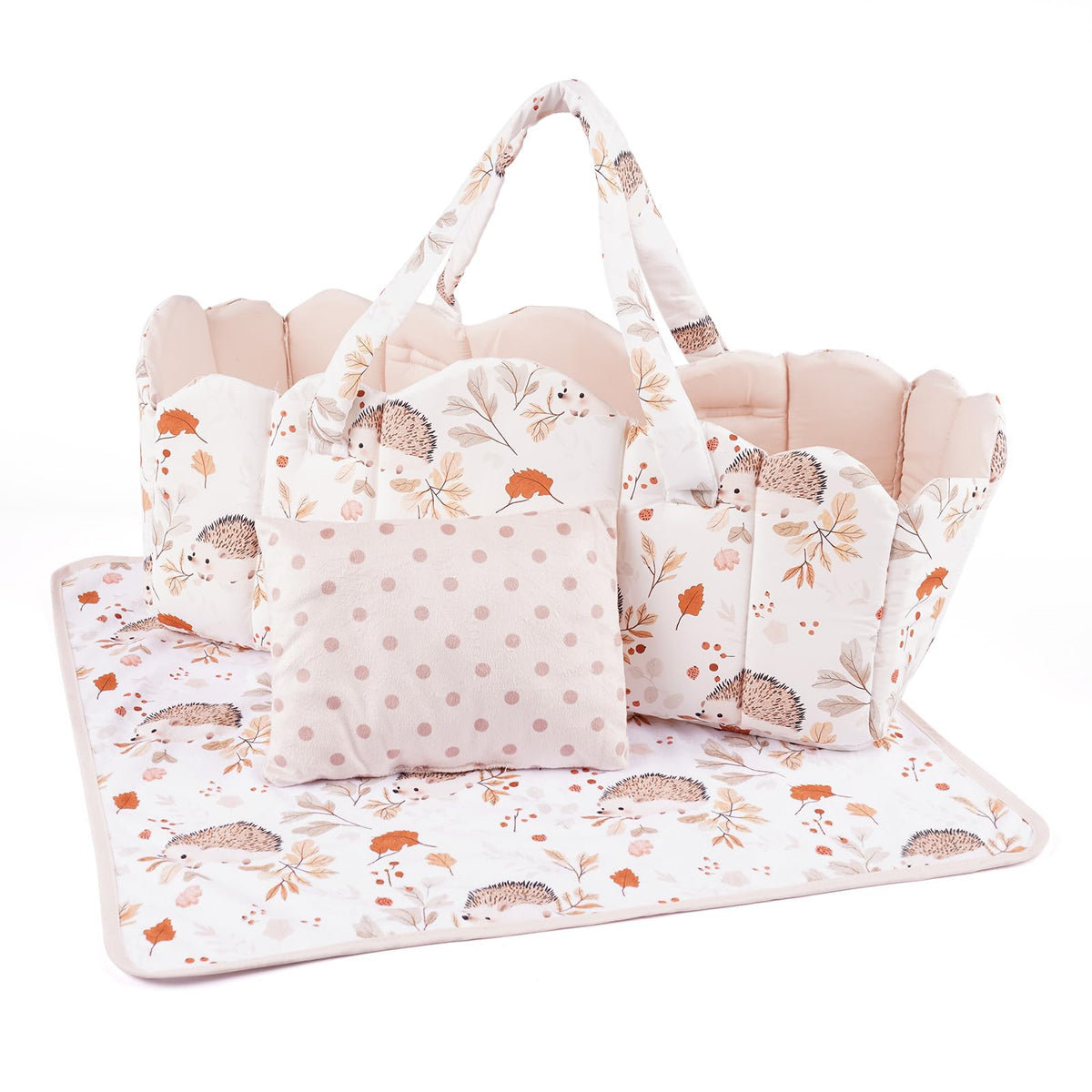 BABESIDE baby doll bassinet with animal pattern for cozy play sessions