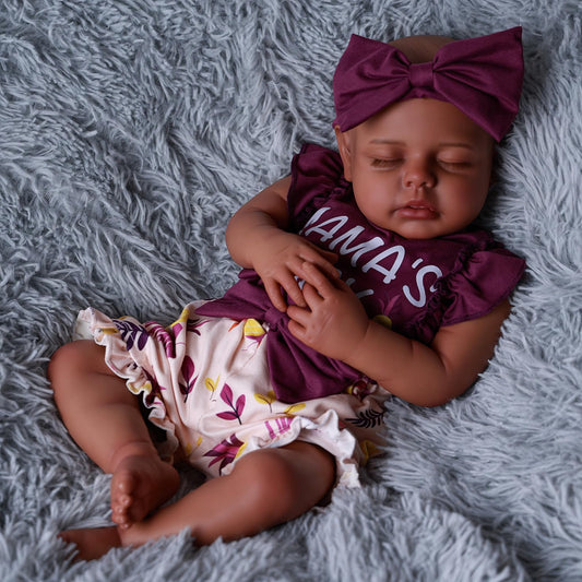 BABESIDE Black Reborn Doll 15-Inch posed for pretend play and display