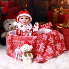 BABESIDE Christmas doll bassinet with snowflake design for portable play