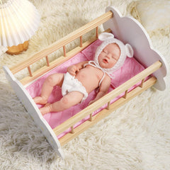 BABESIDE rounded edges on the bed, enhancing safe play during imaginative moments.