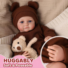 BABESIDE doll sleeping pose with pacifier demonstrating soothing look