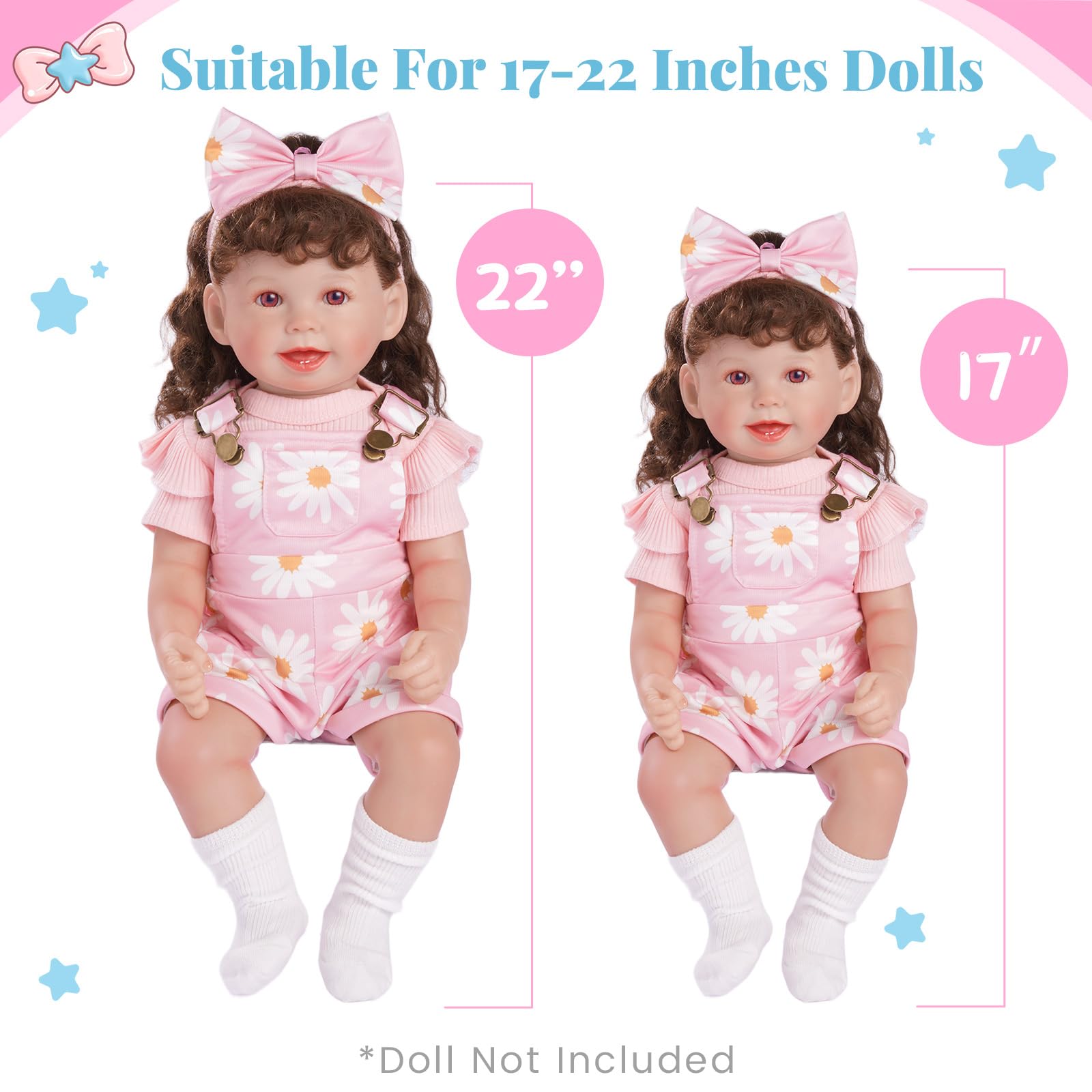 BABESIDE doll socks set with comfy fit for 17-22 inch dolls.