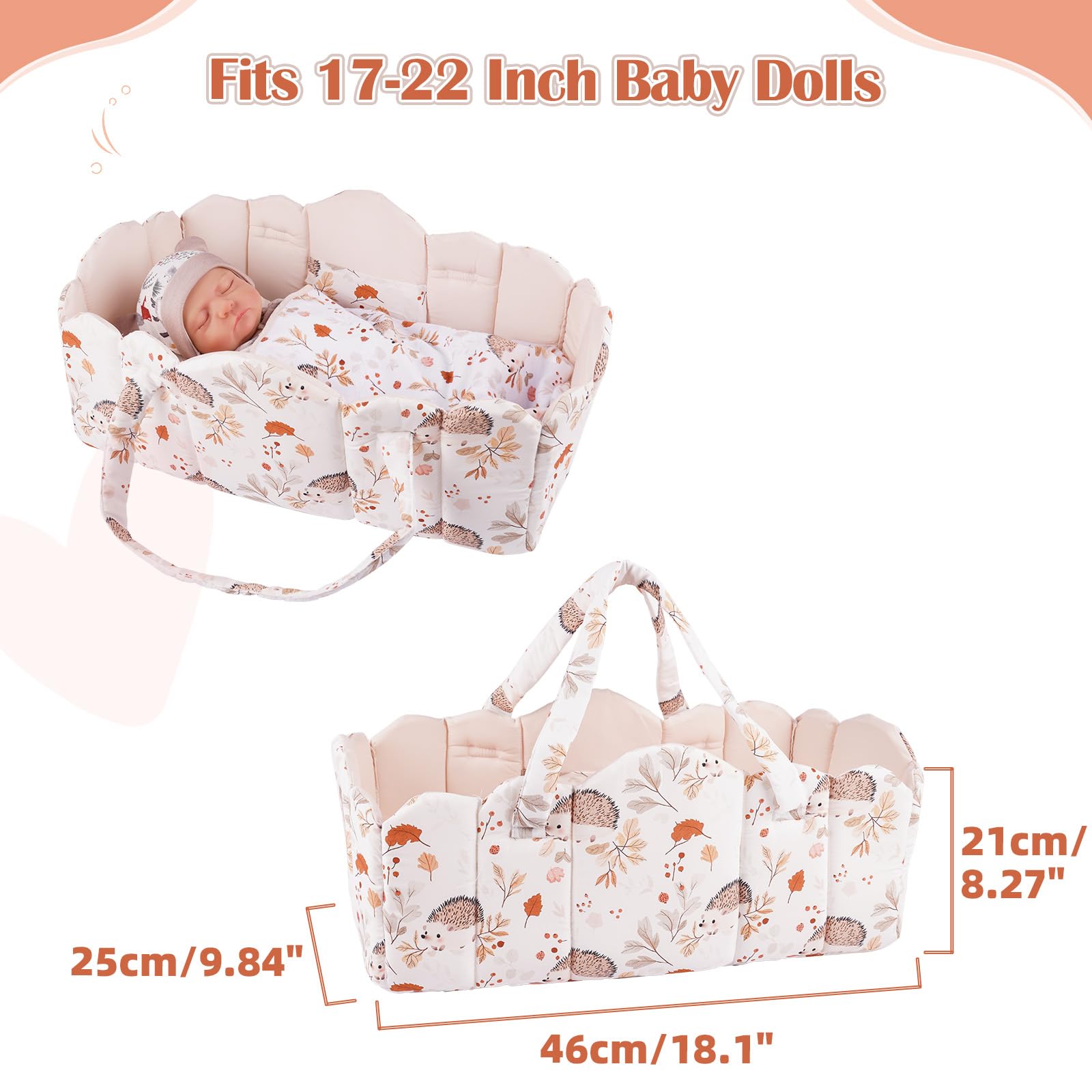 Foldable BABESIDE bassinet with handle for easy transport