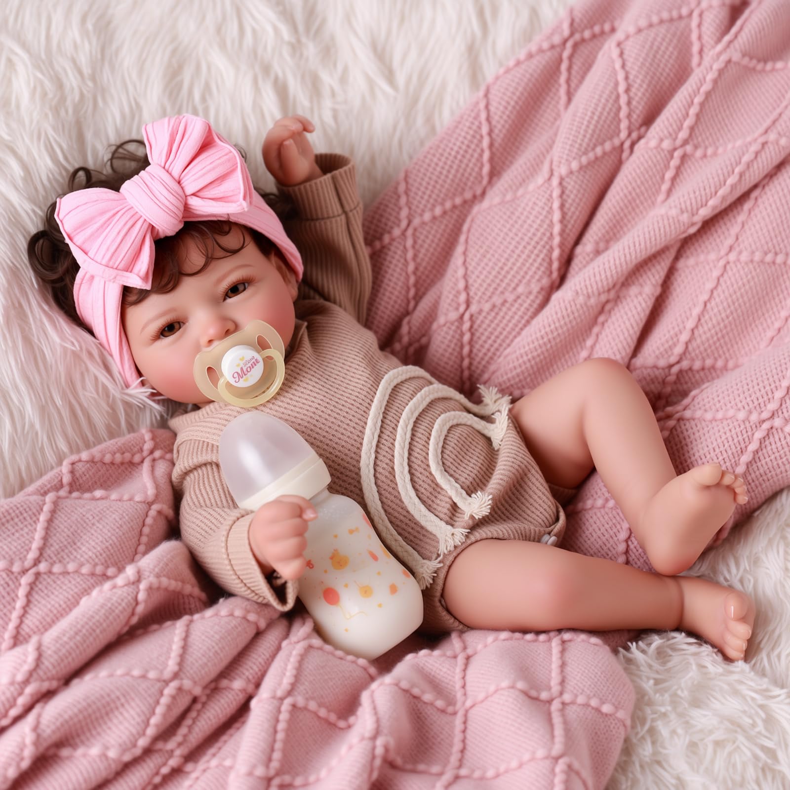 BABESIDE Mia poseable cloth body supports natural sitting and snuggling.