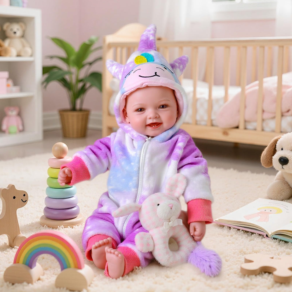 BABESIDE Mia soft vinyl skin provides a lifelike cuddling experience.