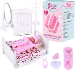 BABESIDE 3-inch mini silicone baby doll with lifelike features for imaginative play.