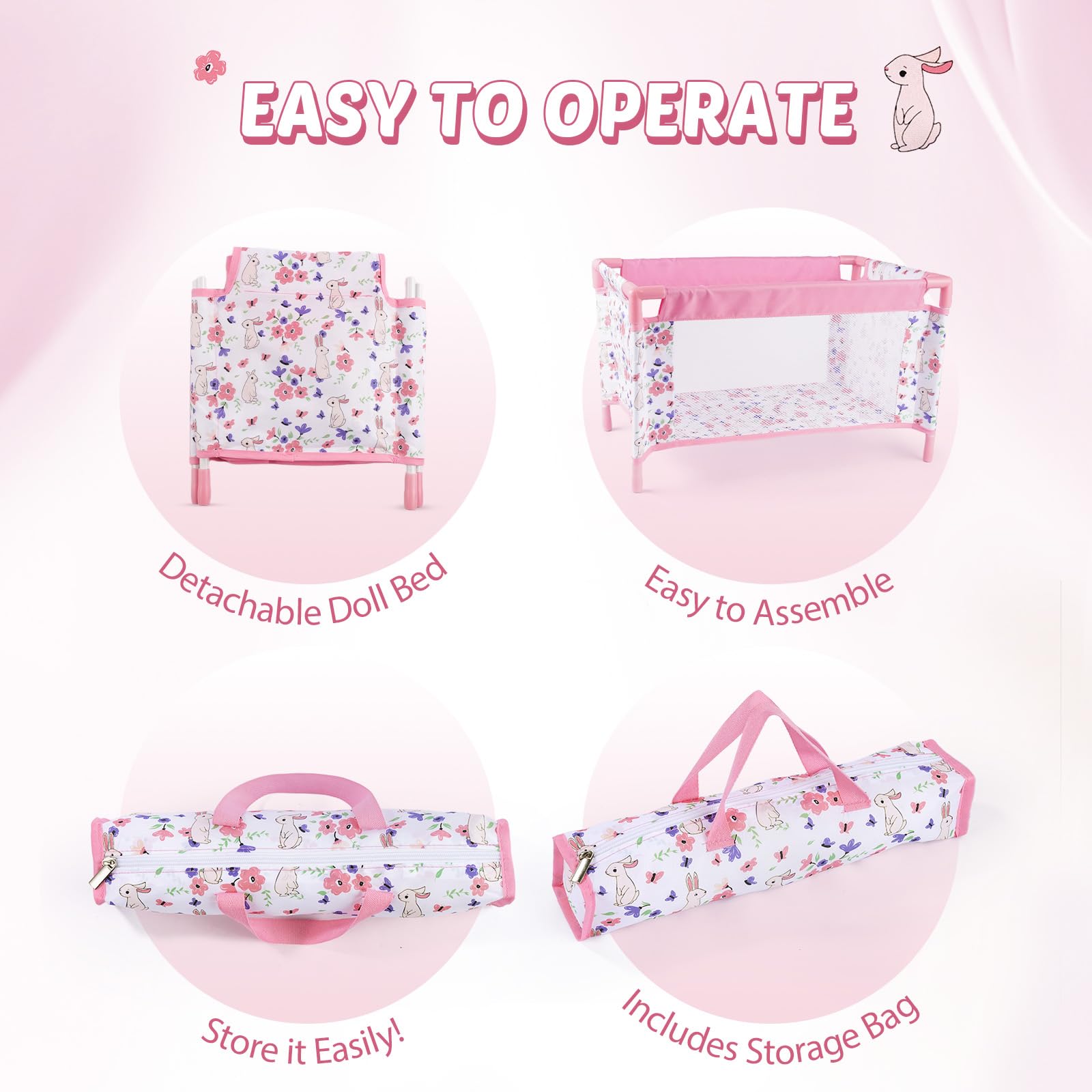 Babyside Reborn doll crib folded compact for portable play.