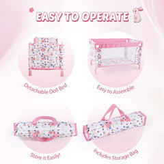 Babyside Reborn doll crib folded compact for portable play.