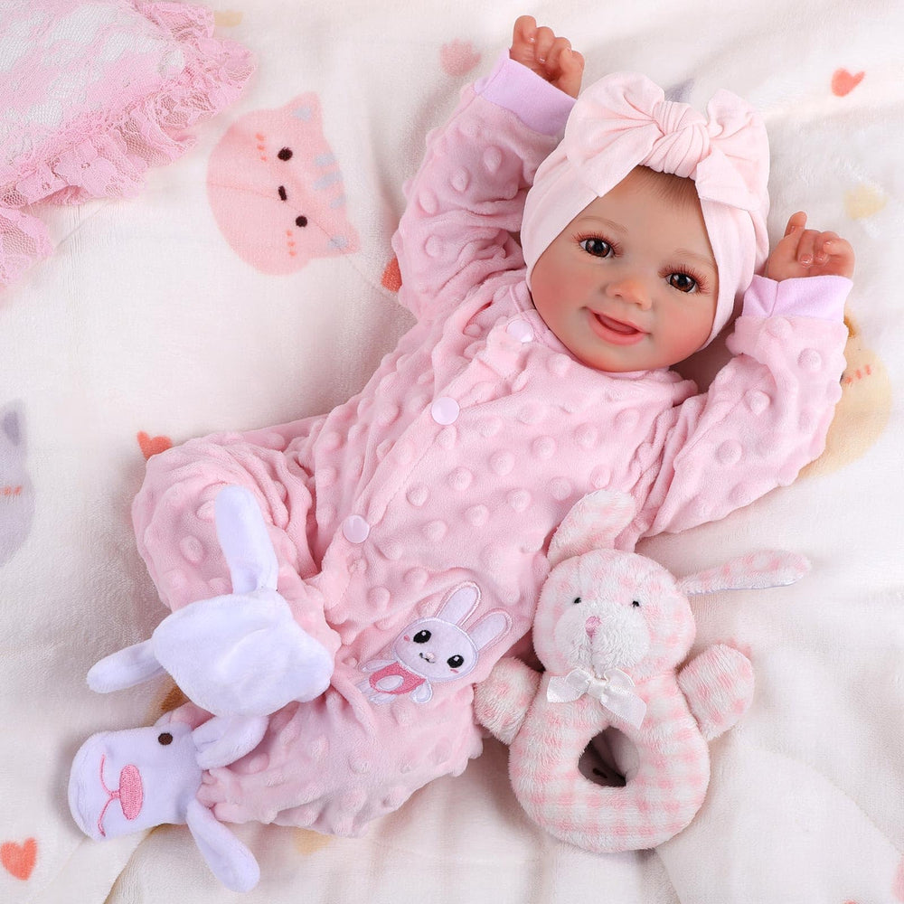 BABESIDE Reborn Sunny Face 17-inch doll with cheerful smile for imaginative play
