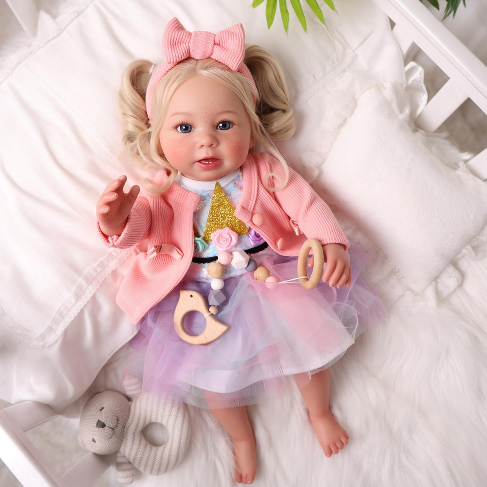BABESIDE Stella 20-inch doll enabling cuddling and caregiver roleplay.