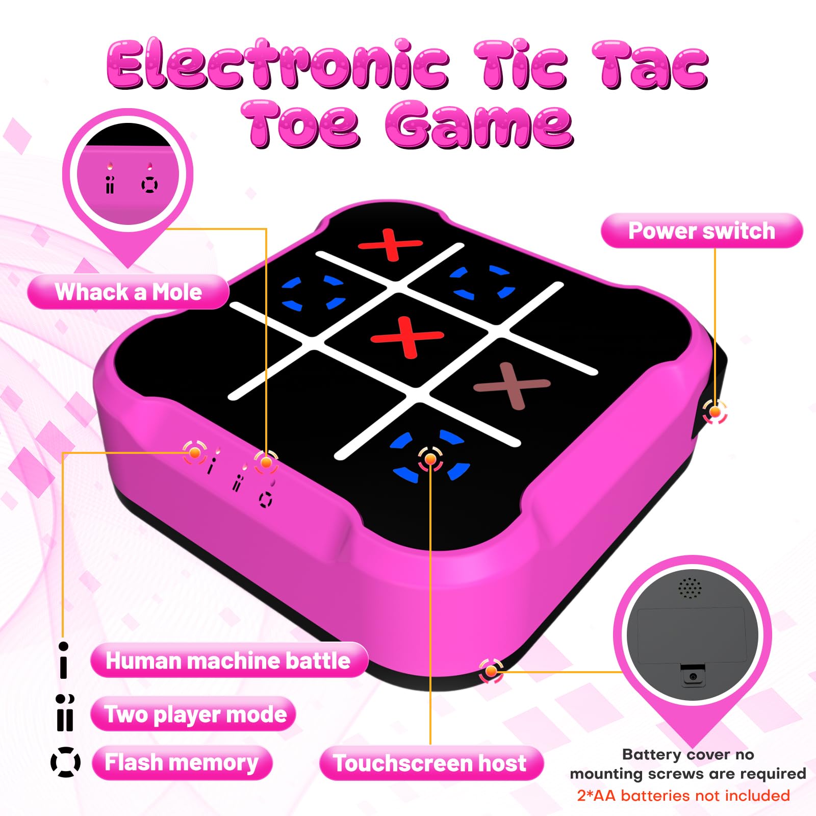 Bacare electronic tic tac toe bolt game side view highlighting slim profile for travel