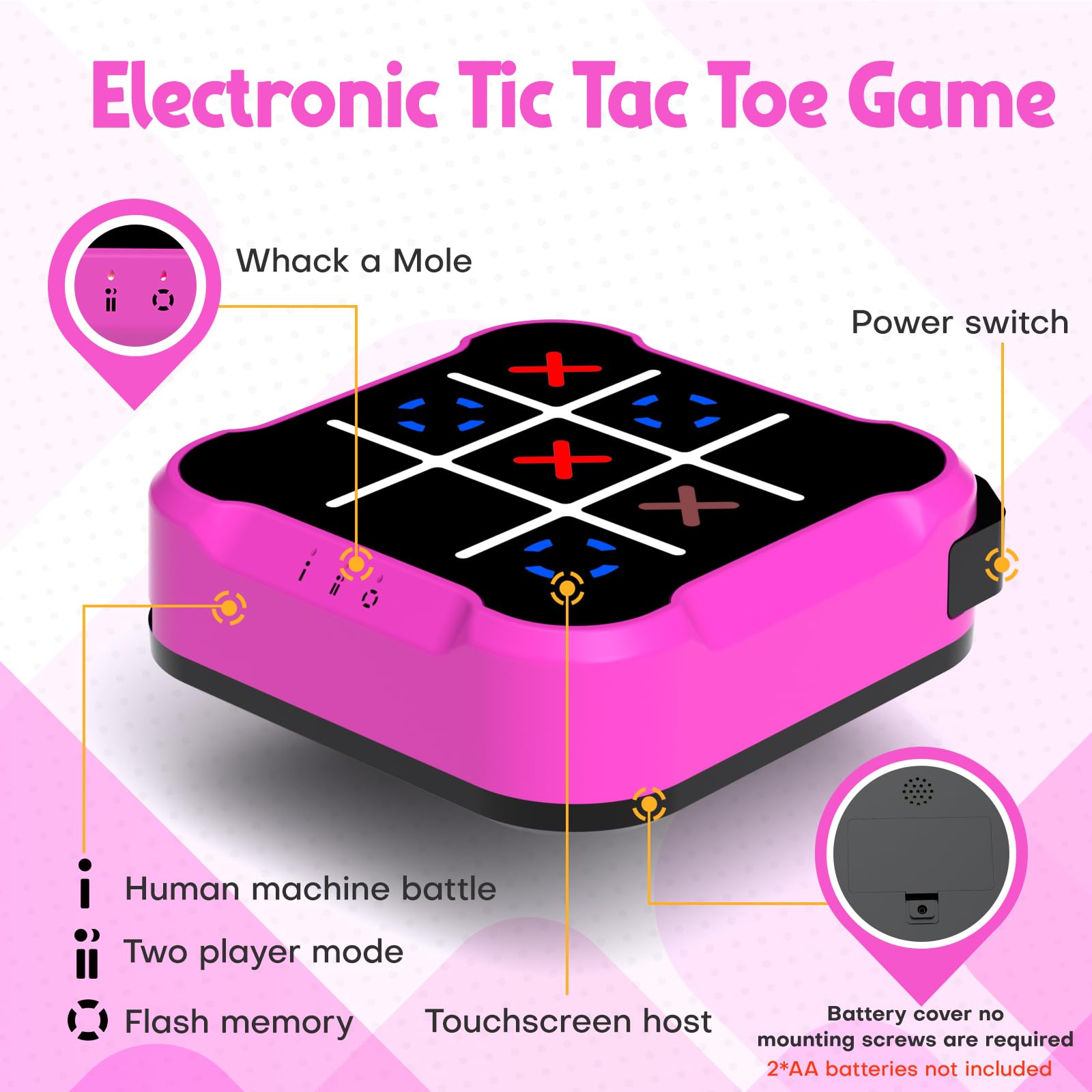 Bacare Tic Tac Toe Bolt Game digital panel highlights multiple built-in modes