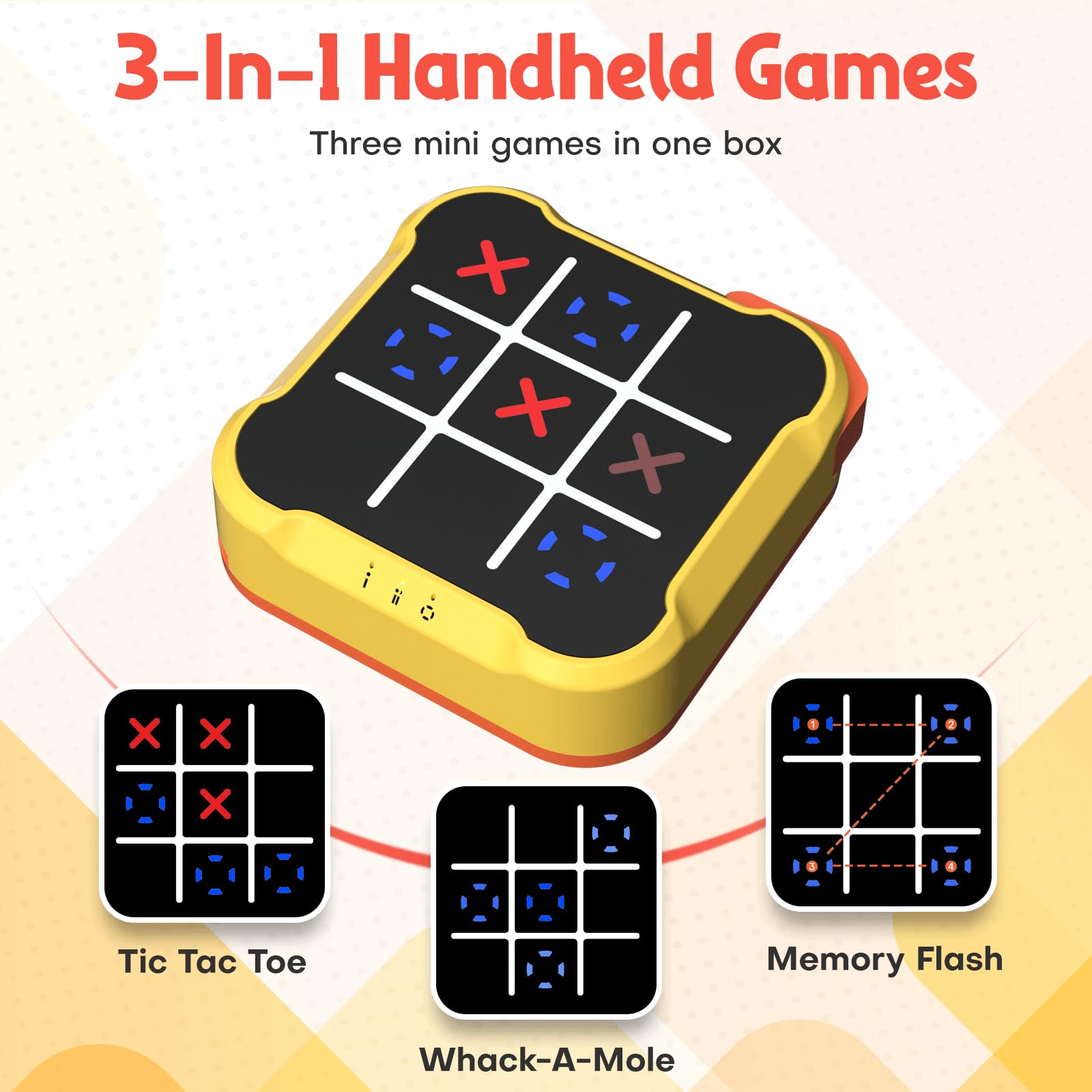 Bacare Tic Tac Toe Bolt Game handheld use shows one-handed grip ideal for on-the-go.