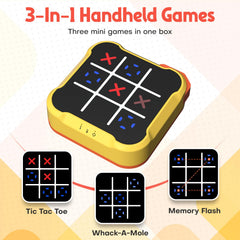 Bacare Tic Tac Toe Bolt Game handheld use shows one-handed grip ideal for on-the-go.